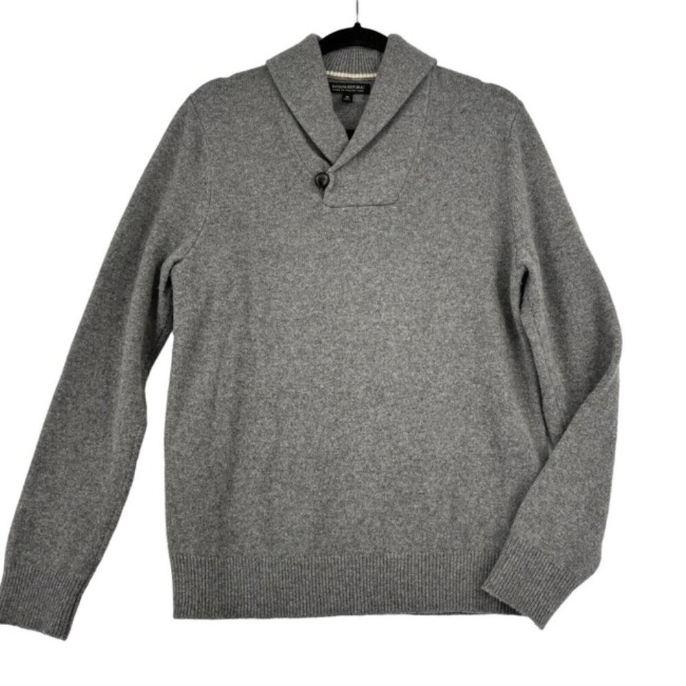 Banana Republic Gray Men's Shawl Collar Button Pull Over Sweater